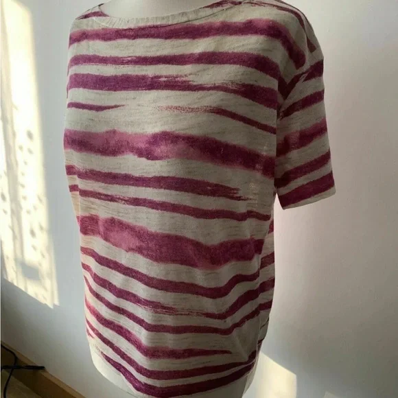 Monsoon Linen Blend Knit Top Pink And Beige Size Small - Picture 5 of 9